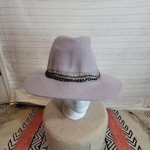 PROMOD GRAY 100% WOOL FEDORA, W CHAIN DETAIL